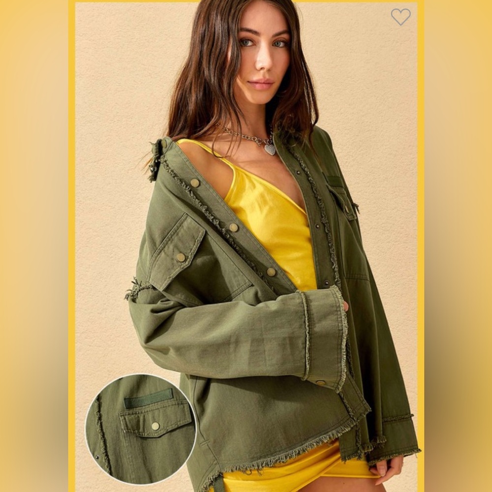 Khaki green oversized shacket